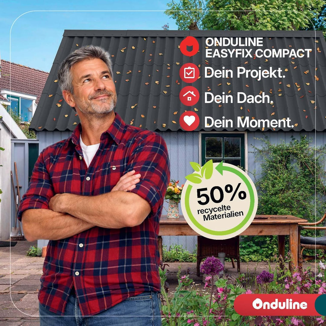 Onduline–EASYFIX COMPACT Dachplatten Bitumenwellplatten Schwarz-Trapez-Dachsystem einfach zu Verlege