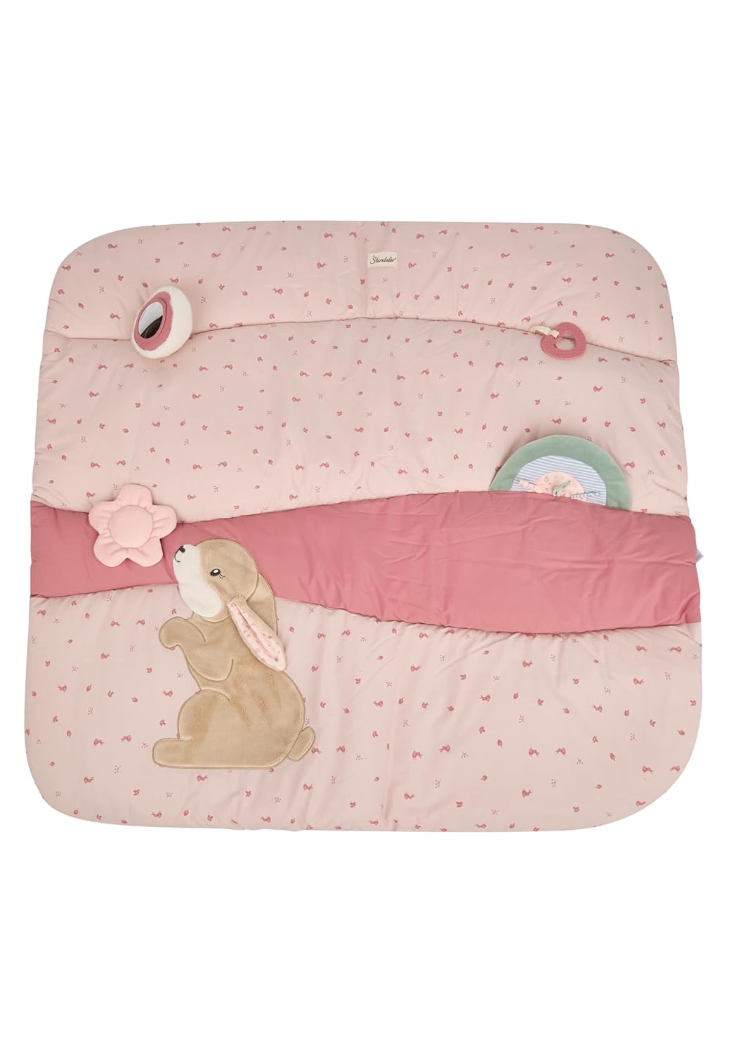 Sterntaler Spieldecke Hase Hanni 100x100cm - wattierte Activity Decke mit Rassel, Knisterpapier, Spi