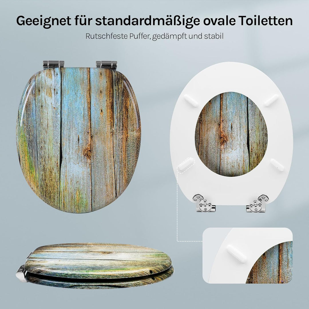 WOLTU #2 Premium WC-Sitz Toilettensitz mit Absenkautomatik, MDF Holzkern, Softclose Scharnier, Antib