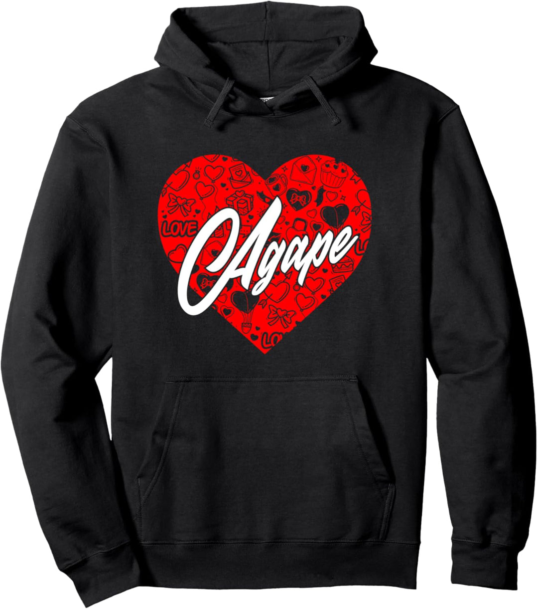 Agape Liebe Christliches Wort Inspirational Herz Schrift Pullover Hoodie