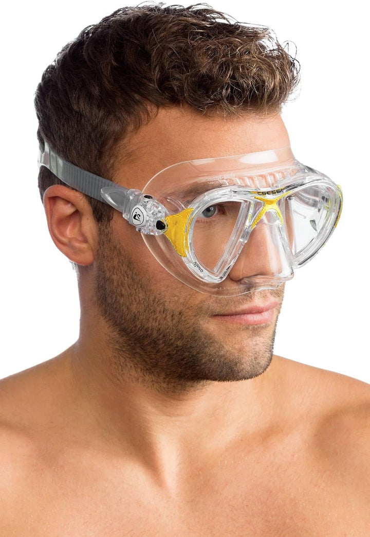 Cressi Herren Nano Taucherbrille UNI Transparent/Gelb, UNI Transparent/Gelb