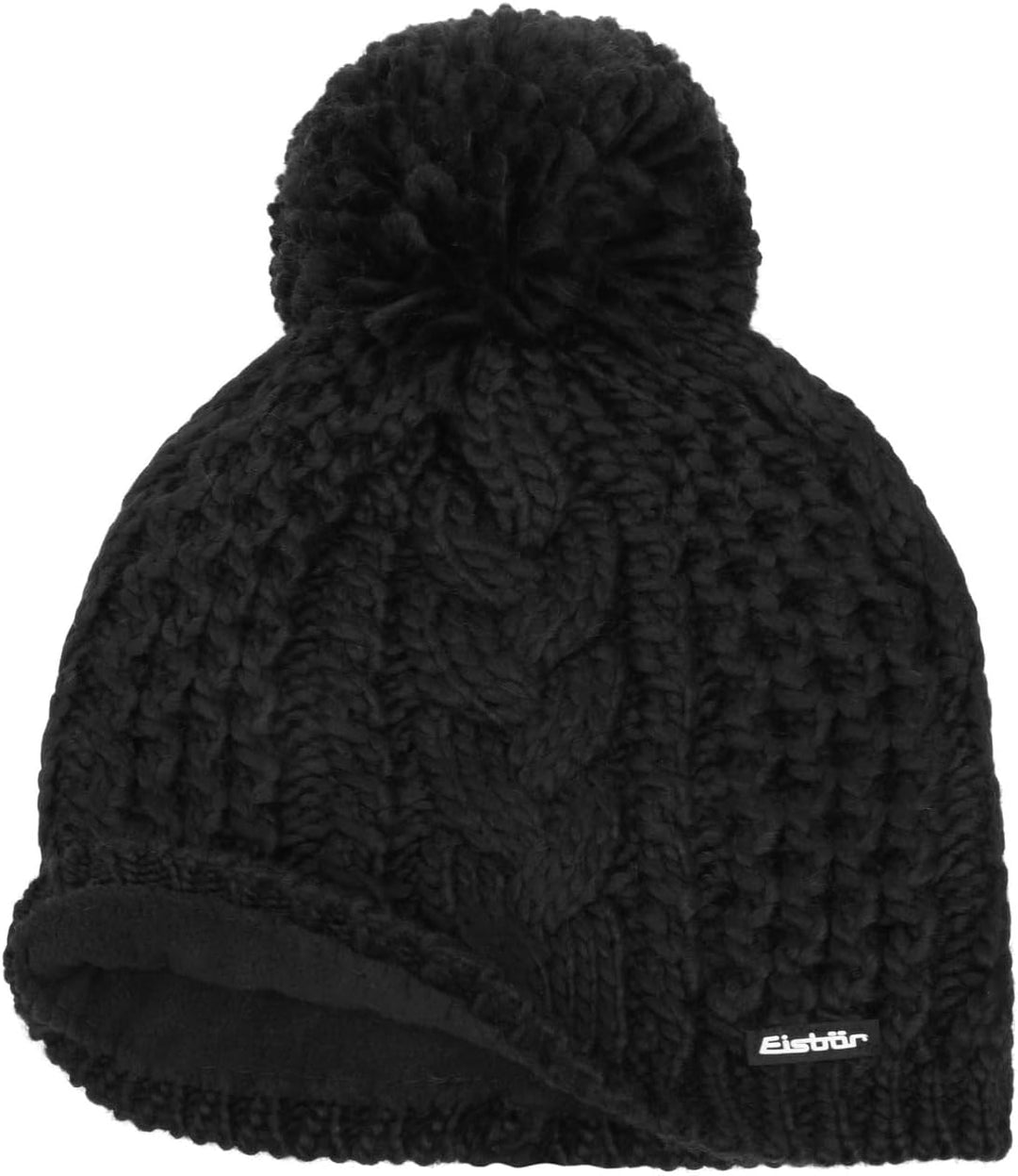 Eisbär Antonia Pudelmütze Damen/Herren - Pompon Zopfstrickmuster Strickmütze mit Futter, Futter Wint