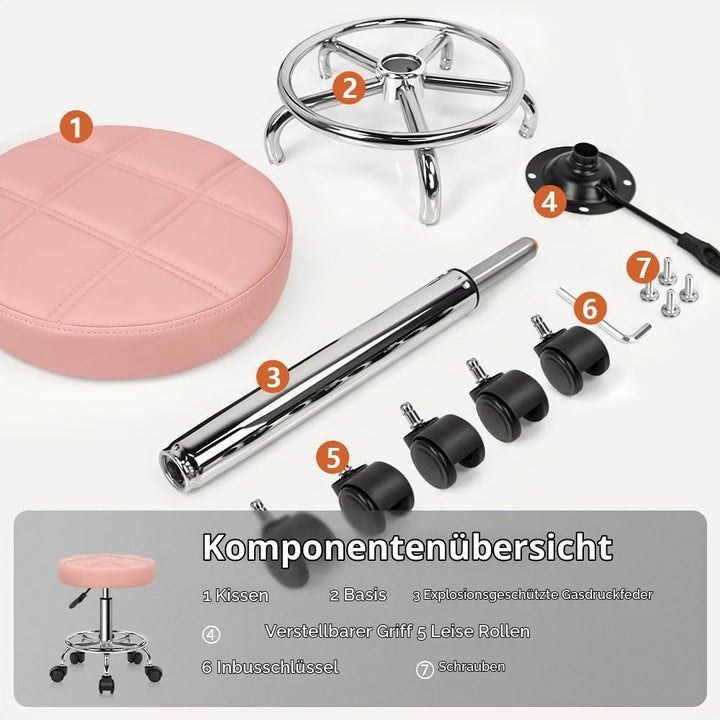 KKTONER Rollhocker mit Pedal (Rosa), Rosa