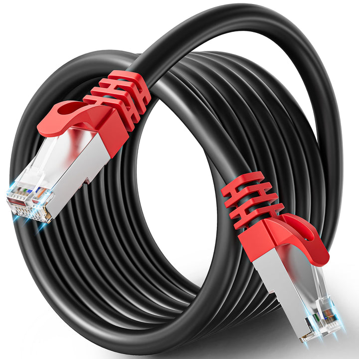 Soibke LAN Kabel 15 Meter, Ethernet Kabel 15m Cat 7 Hochgeschwindigkeit Netzwerkkabel Schwarz Geschi