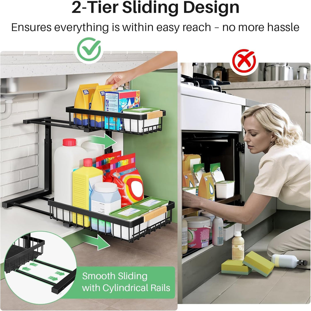 Kitstorack Metall Spülschrank Organizer, 2 Stück Unter Waschbecken Regal Organizer, 2-stufig Herausg