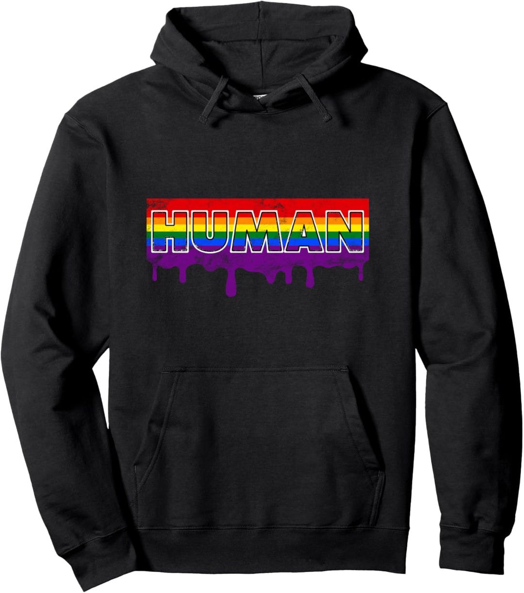 HUMAN Regenbogen LGBT Flagge Bi Lesben Trans Gay Pride Month Pullover Hoodie