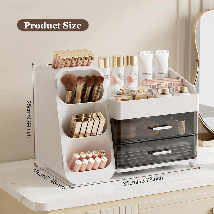 Make Up Kosmetik Organizer mit 2 Schubladen, Multifunktion Schminktisch Organizer, Einfache Aufbewah