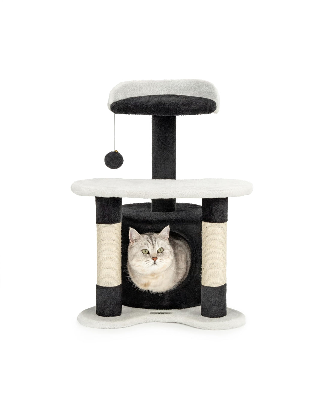 lionto Kratzbaum Kletterbaum Katzenkratzbaum Katzenbaum Höhe 65 cm, schwarz/weiss, Schwarz/Weiss