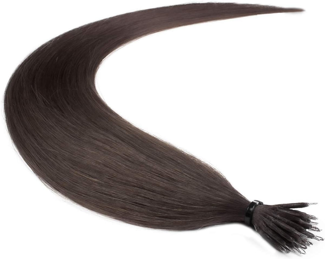 hair2heart Premium Nanoring Extensions Echthaar glatt - 50 Strähnen 0.8g 50cm 6/0 dunkelblond 50cm 5