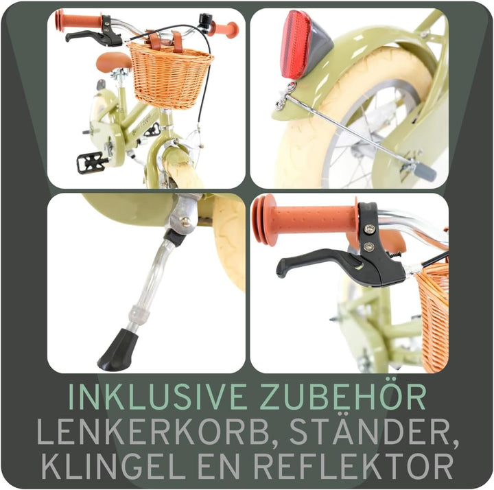 Bandits and Angels Kinderfahrrad Retro Rider 12 Zoll Grün, Grün