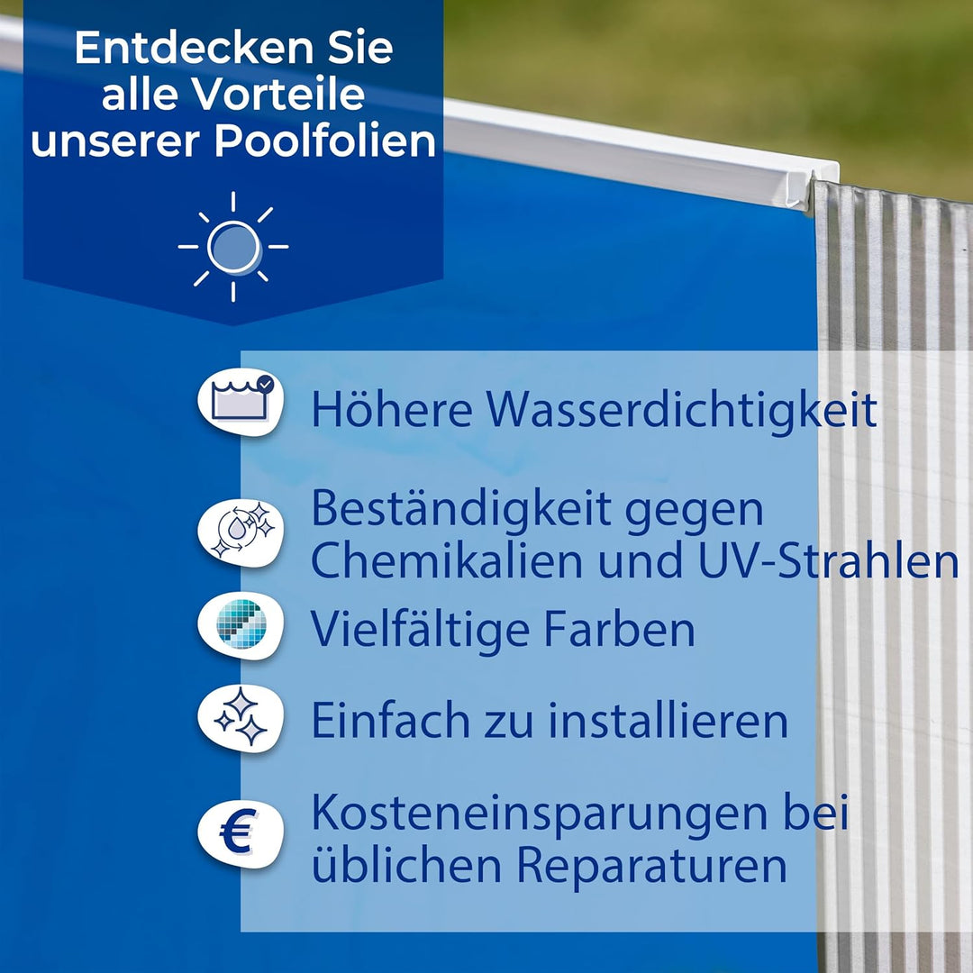 Gre FSP400 - Poolfolie für runde Pools, 400 x 90 cm (Länge x Höhe), Overlap System, Farbe Blau Diame