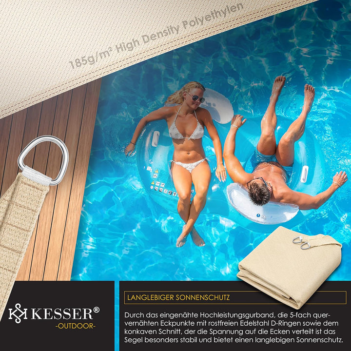 KESSER® Sonnensegel Sonnenschutz Windschutz | HDPE Gewebe | wasserabweisend & windabweisend | Rechte