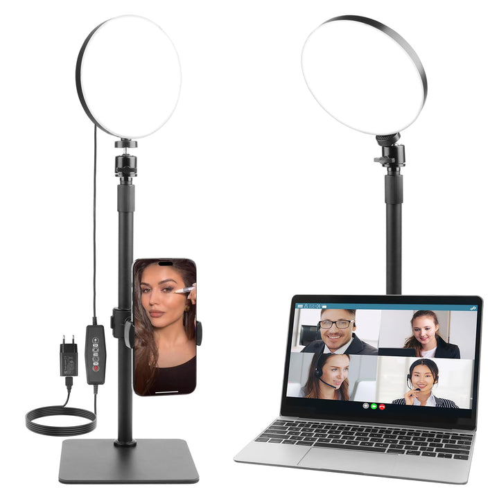 Aogled LED Ringlicht mit Handystativ, Videoleuchte mit 3 Farbmodi & 5 Helligkeitsstufen, USB-betrieb