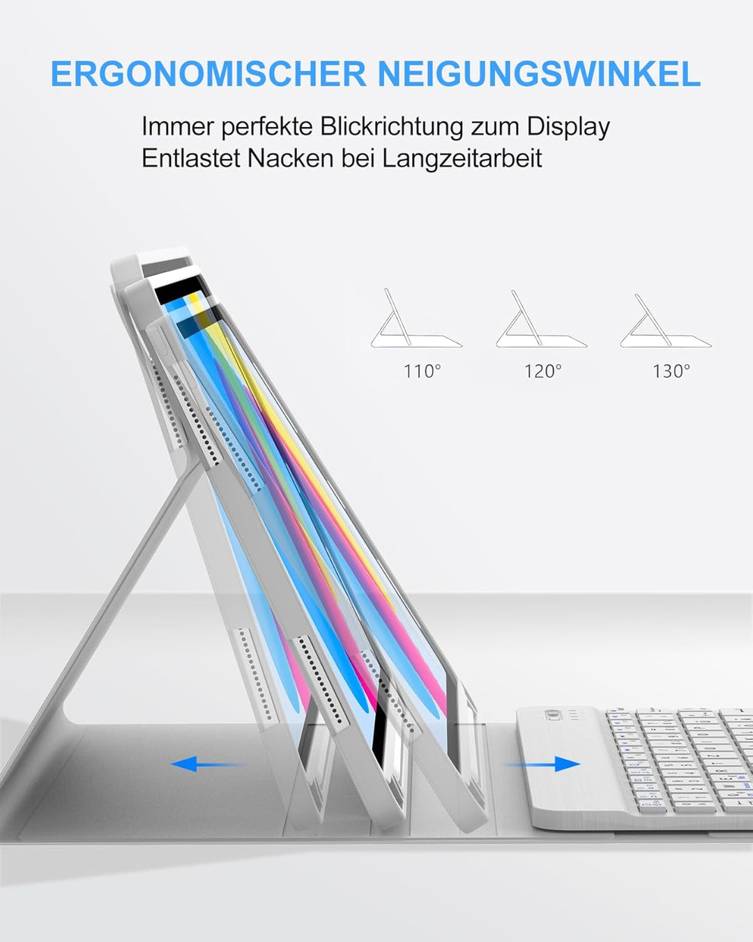 Hülle mit Tastatur für iPad 11/10 Generation (2025/2022, 11/10,9") – Bluetooth 5.0 Keyboard, QWERTZ