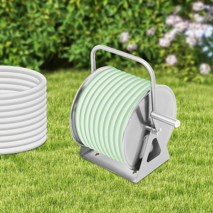 Schlauchaufroller Ständer Gartenschlauch Aufroller mit Handgriff Wippe Manuell Schlauchaufroller aus