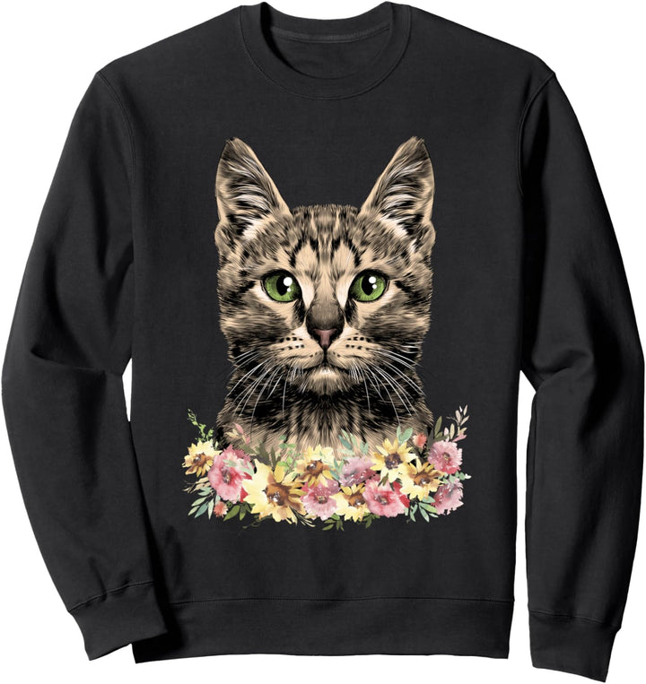Katze Mit Blume Sweatshirt