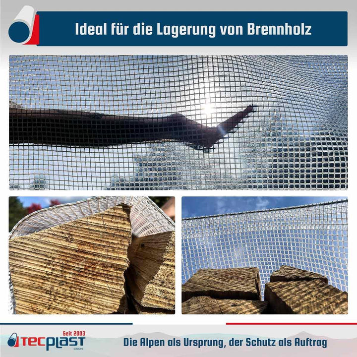 Holzplane 4x6m - TECPLAST 170BO - Transparente armierte Plane - Hohe Qualität - Wasserdichter Schutz