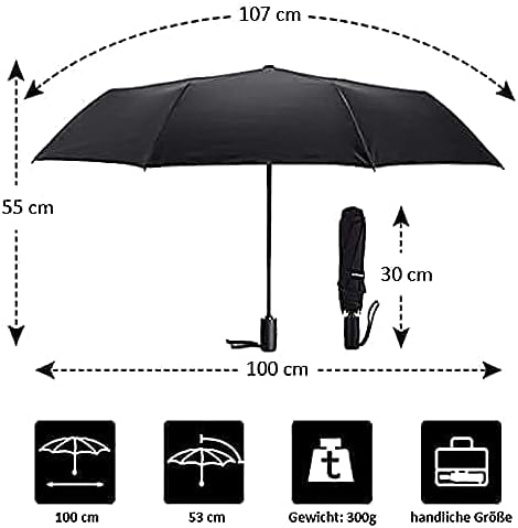 VON LILIENFELD Regenschirm Taschenschirm Schwarze Katzen Windfest Auf-Zu-Automatik Stabil Leicht Kom