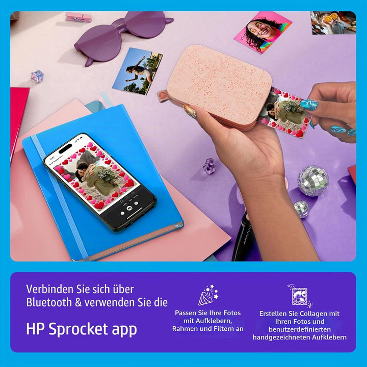 HP Sprocket tragbarer Instant-Fotodrucker, 5,1 x 7,6 cm, Blush Pink Rosa