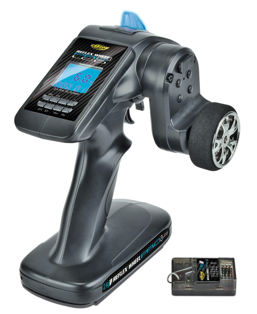 Carson 500500055 500500055-FS 3K Reflex Wheel Pro 3 LCD 2.4 Bec,Tamiya KIT kompatibel, Modellbau, Zu