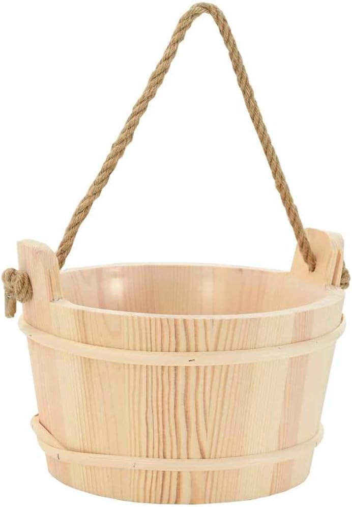 Sauna-Eimer 2 pcs Braun Massives Kiefernholz und Hanf,1.65kg,42023675