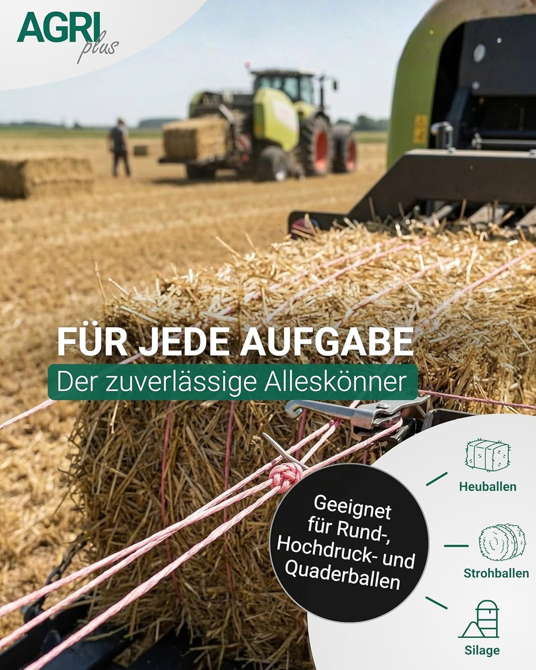AGRIplus Pressengarn I 2 Stück à 10 kg I 500 m/kg I Hochwertiges PP-Garn I Robust, witterungsbeständ