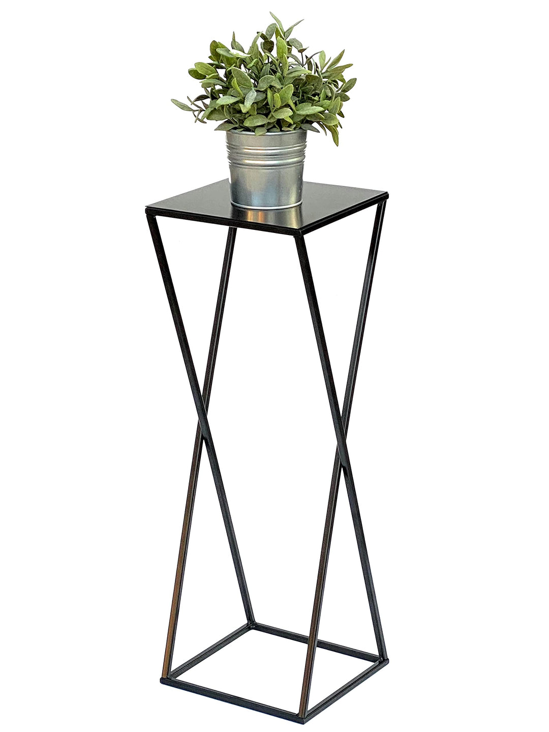 DanDiBo Blumenhocker Metall Schwarz Eckig 68 cm Blumenständer Beistelltisch 437 Blumensäule Modern P