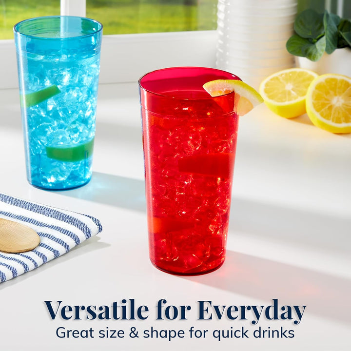 US Acrylic Café Trinkbecher aus Kunststoff, stapelbar, 590 ml, in 4, 16 Trinkbecher, wiederverwendba