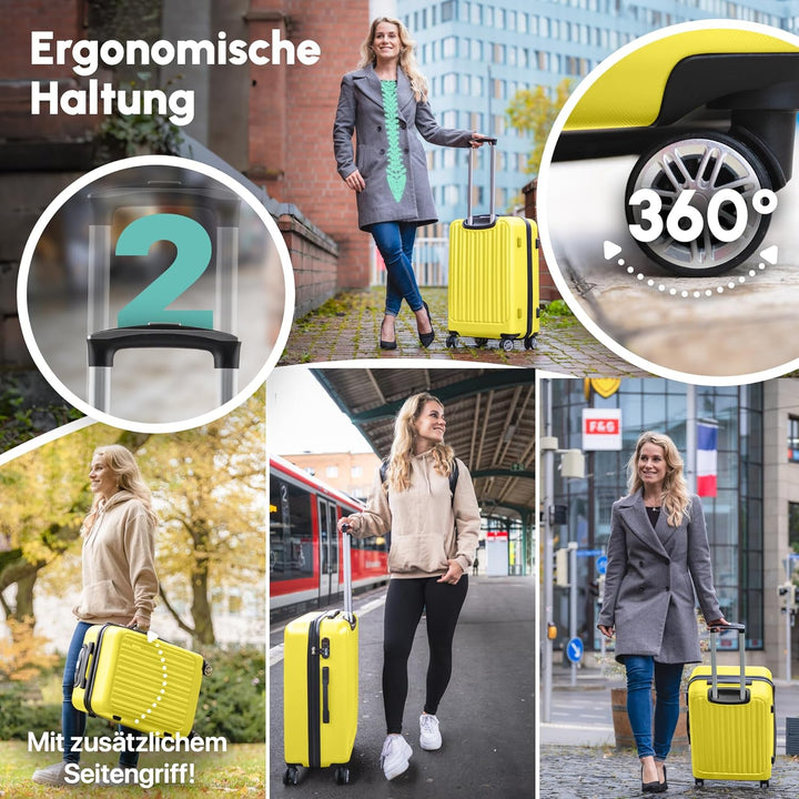 ABS Hartschalenkoffer - Ergonomisch &amp; Sicher - Mittelgrosser Trolley Koffer mit 360° Rädern, Zahlen-