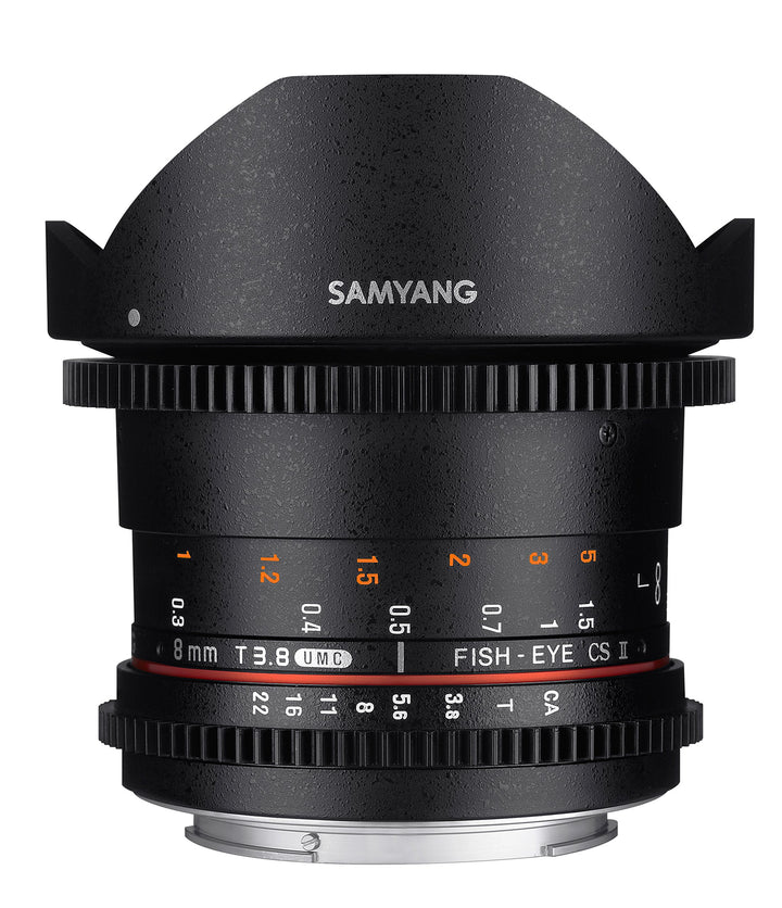 SAMYANG 13008T3.8SE 8 mm T3.8 VDSLR UMC Fish-Eye CS II Objektiv für Anschluss Sony E-Mount schwarz,