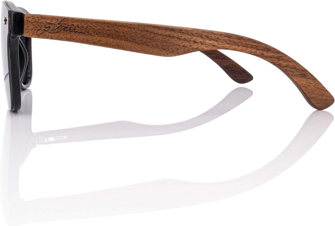 glozzi Sonnenbrille Herren und Damen Holz Polarisiert UV400 mit Holzbügeln und Brillenetui aus Kork