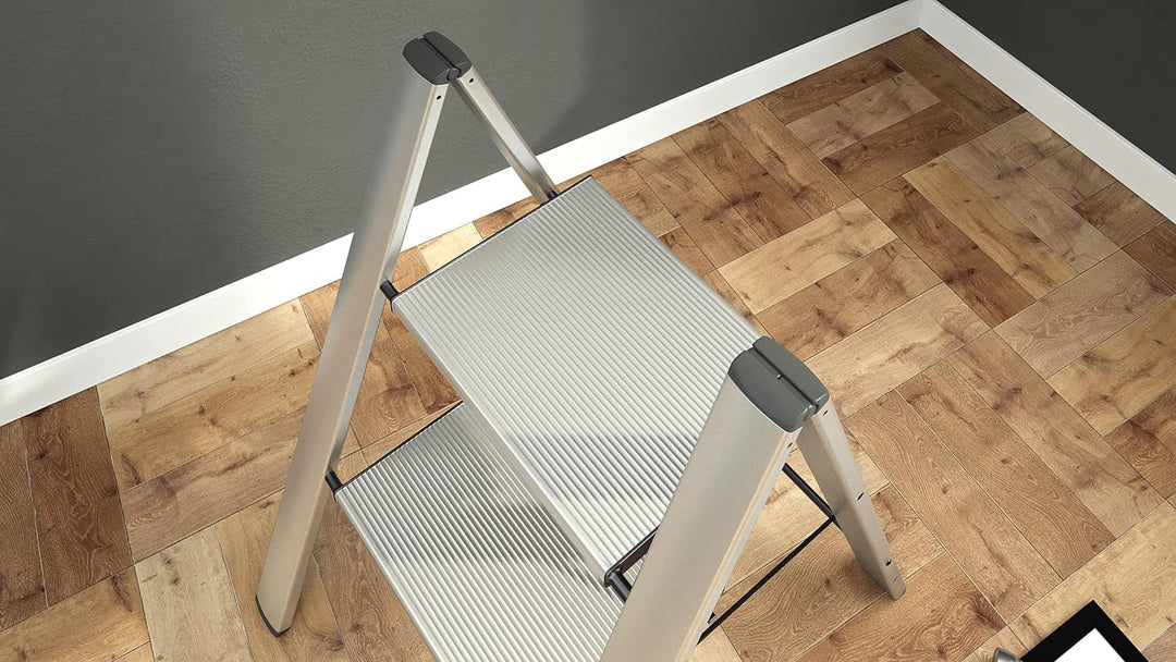 Anodized Aluminium Steps Stool Leonardo 2 Silver 2 steps Silver, 2 steps Silver