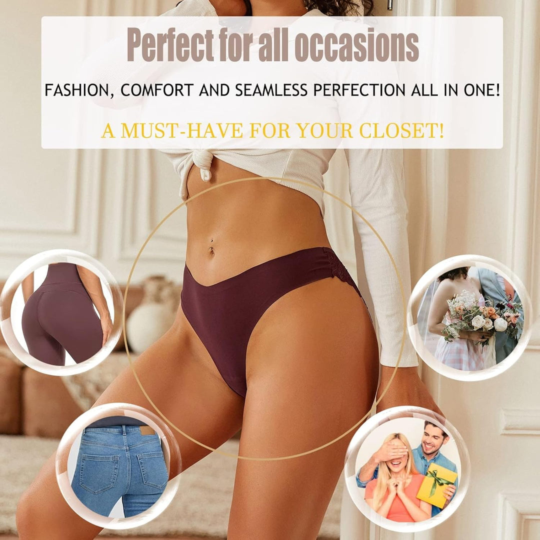 FINETOO Seamless Slips Damen Nahtlose Unterwäsche Spitzen Hipster Frauen Sexy V Waisted Unterhosen A