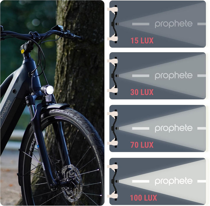 Prophete LED-Scheinwerfer 100 Lux | Aluminium | Standlicht und Sensorautomatik | Abnehmbarer Reflekt