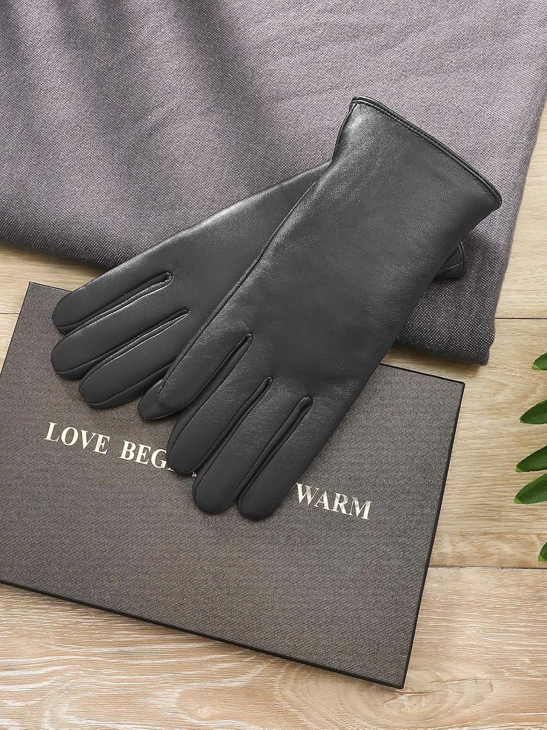 Ymmchy Touchscreen Handschuhe für Damen Warme Leder Handschuhe Gefüttert Winter SMS Handschuhe Grau