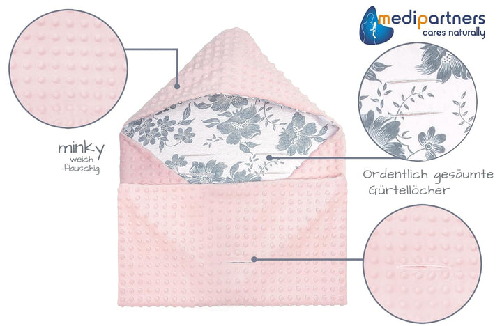 Medi Partners Einschlagdecke 100% Baumwolle 85x85cm Kuscheldecke für Kinderwagen Babyschale universa