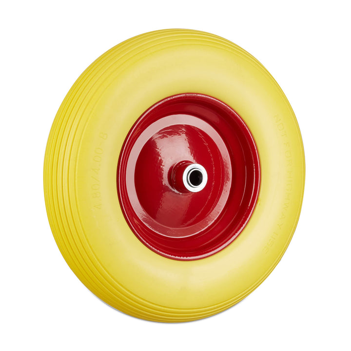 Relaxdays Schubkarrenrad 4.80 4.00-8, Vollgummireifen u. Stahlfelge, Ersatzrad pannensicher, 100 kg