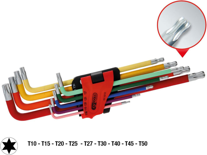 Torx-Kugelkopf-Winkelstiftschlüssel-Satz, Extra lang, 9-tlg
