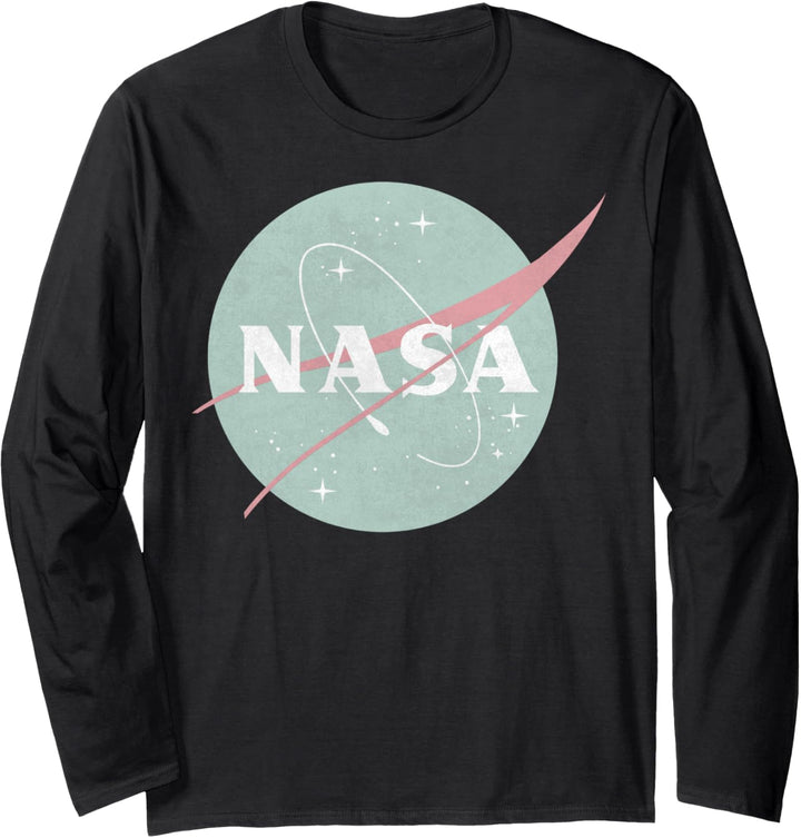 NASA Dusty Aqua Green Color Logo Langarmshirt