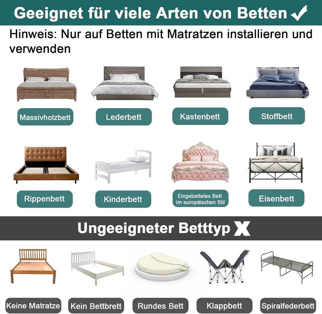 YUENFONG Bettgitter Bettschutzgitter Kinder, Rausfallschutz für Baby, 5-Loch Höhenverstellbar Kinder
