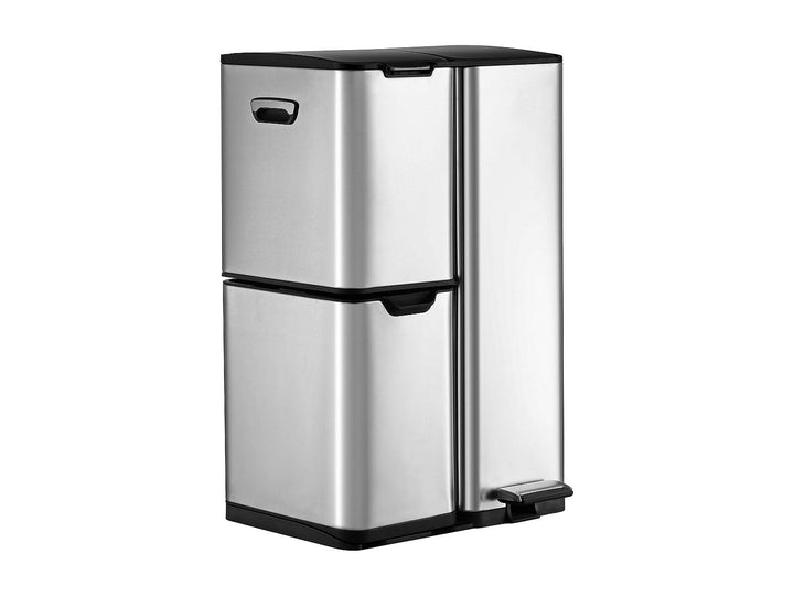 Vente-unique Tretabfalleimer aus Edelstahl - 3 Behälter - 60 l - DUMEO