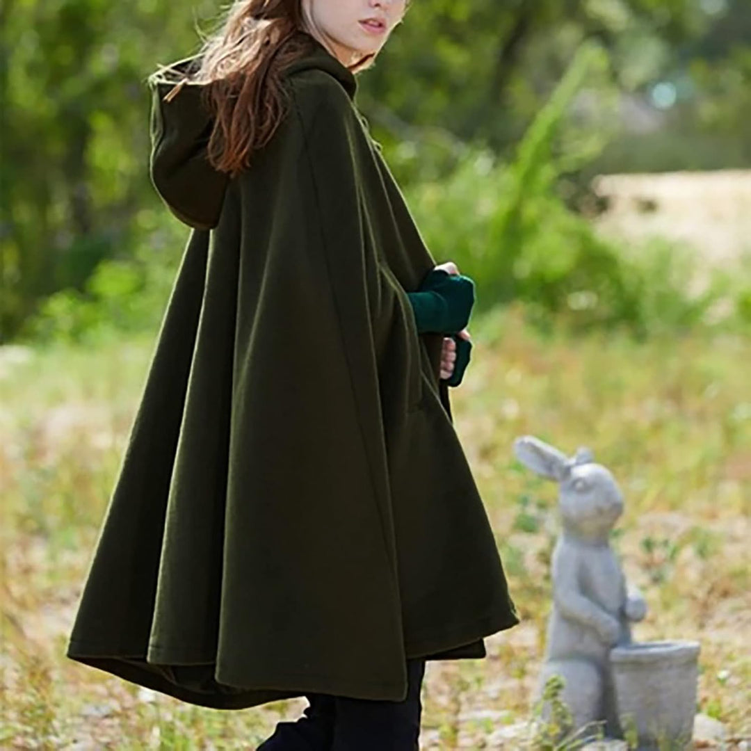 Lange Umhang mit Kapuze DamenVintage Einfarbig Poncho RobeHalloween KostümLeichte TrenchcoatWinddich
