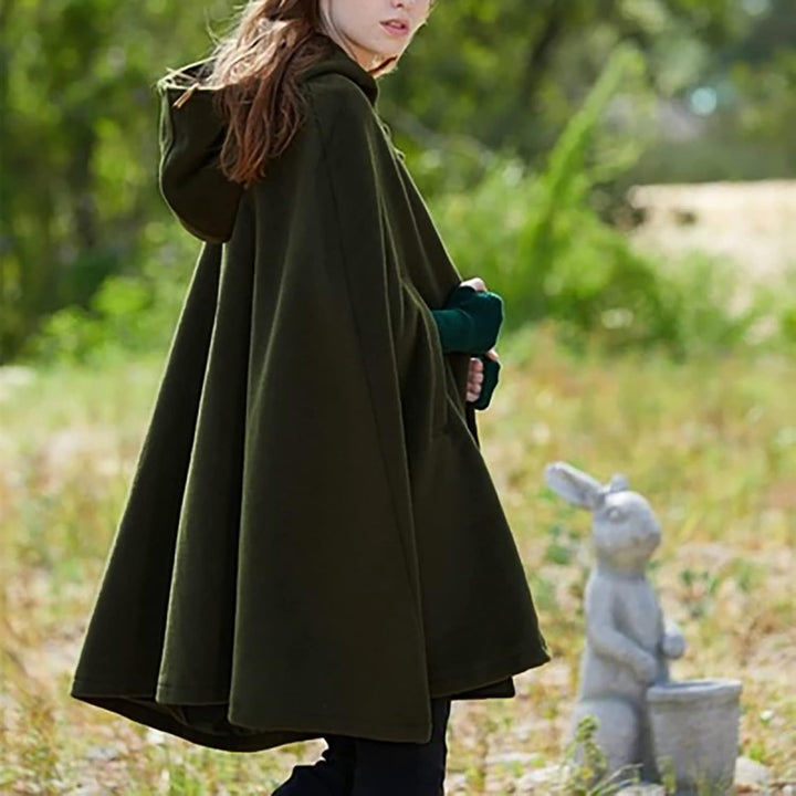 Lange Umhang mit Kapuze DamenVintage Einfarbig Poncho RobeHalloween KostümLeichte TrenchcoatWinddich