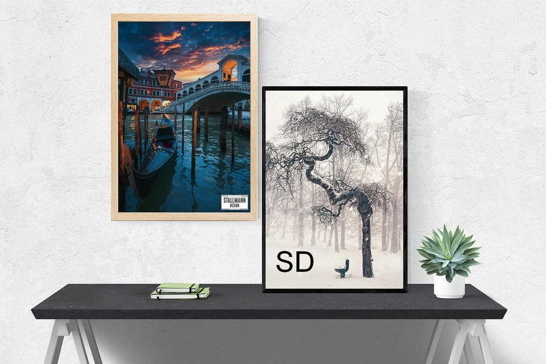 Stallmann Design Bilderrahmen 60x90 cm sonoma-eiche Holz mit Acrylglas Rahmen-Breite 20mm Posterrahm