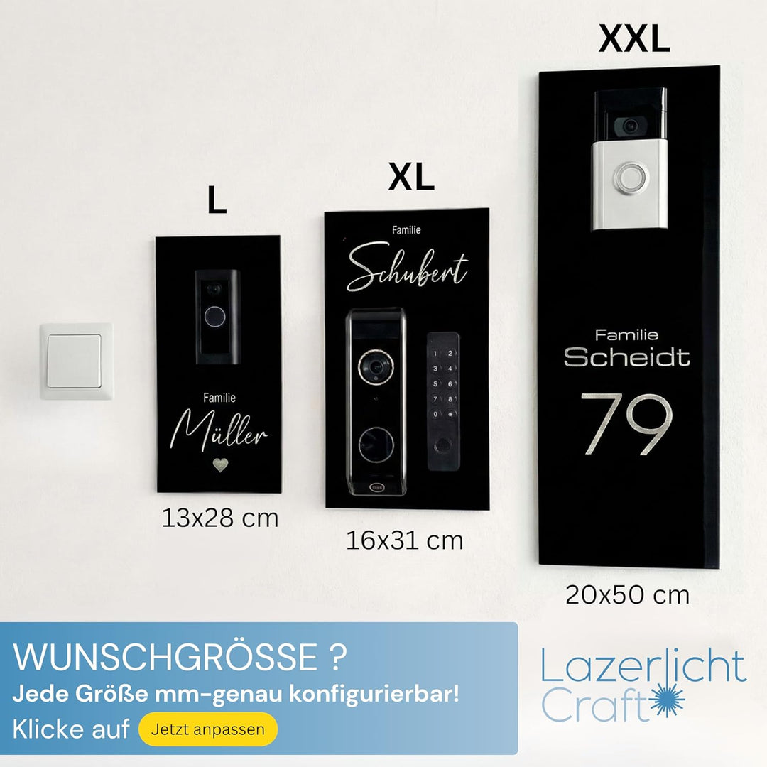 Klingelschild für Eufy Video Doorbell S220 2K HD (kabellos) | Schwarz oder Anthrazit | Hausnummer, H