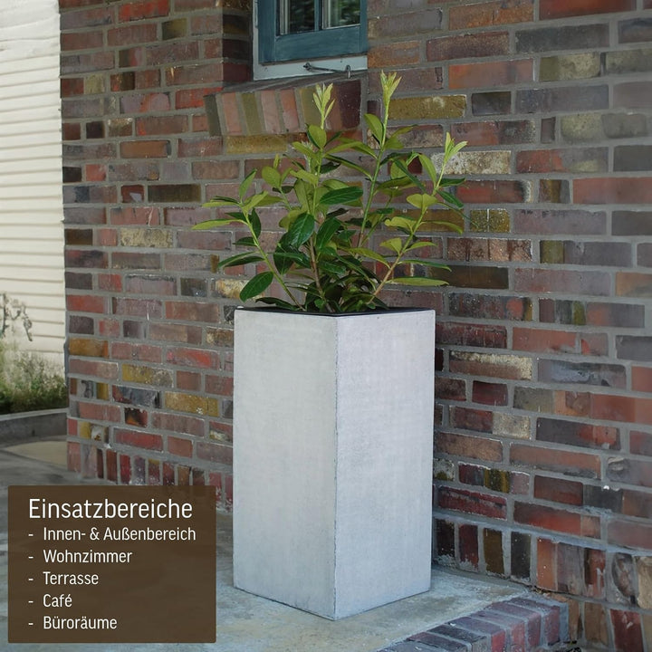 VIVANNO Pflanzkübel Blumenkübel Pflanzsäule Übertopf Fiberglas Beton-Design grau Block (Block 75x30x