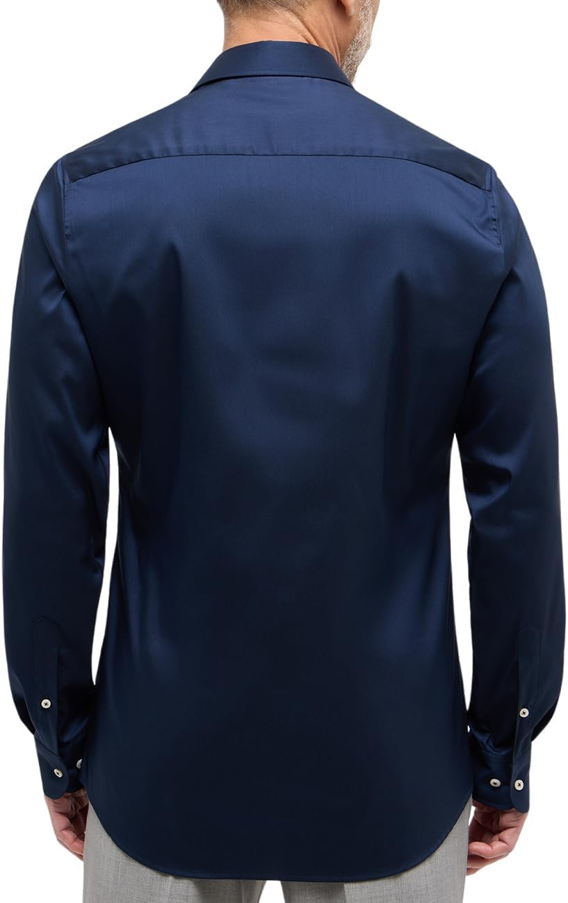 eterna Herren Langarmshirt Slim Fit Performance Shirt Stretch Navy Uni Hemd 38 Nachtblau, 38 Nachtbl