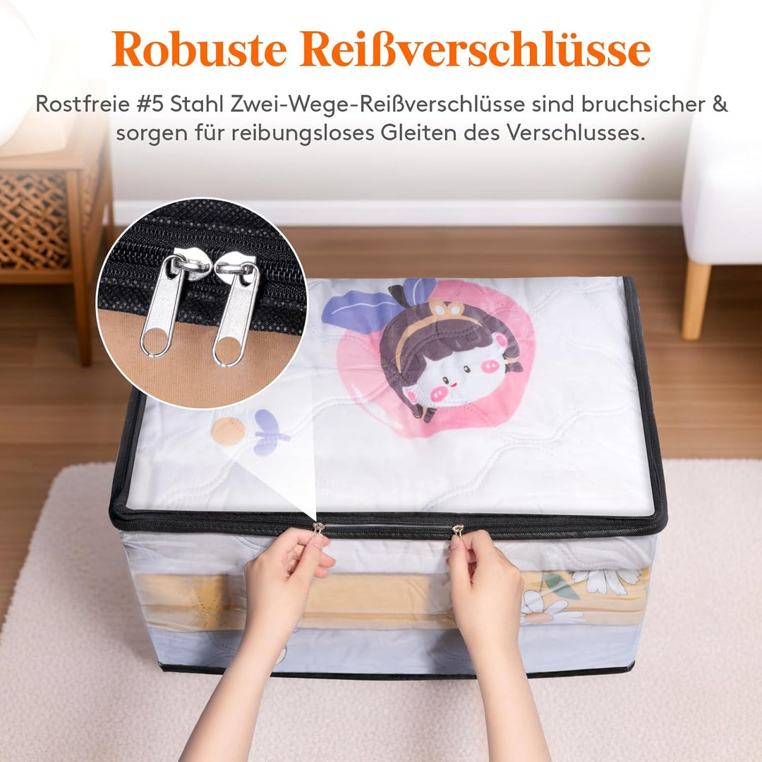 Lifewit 4er Pack Transparente Plastik Aufbewahrungstasche, 60L Kleiderschrank Organizer Aufbewahrung