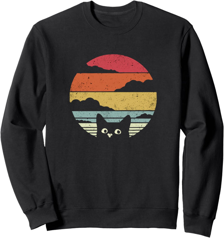 Animal Cute Black Cat Retro EW, People Vintage Sweatshirt