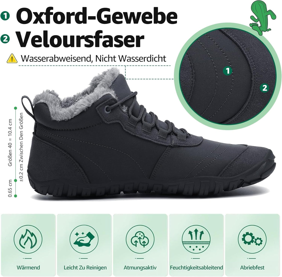 SAGUARO Barfussschuhe Winter Warm Wasserabweisend Gefüttert Winterschuhe für Damen Herren Gr.36-46 4